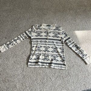 Lauren Ralph Lauren Blue and White Graphic Polo Button Down